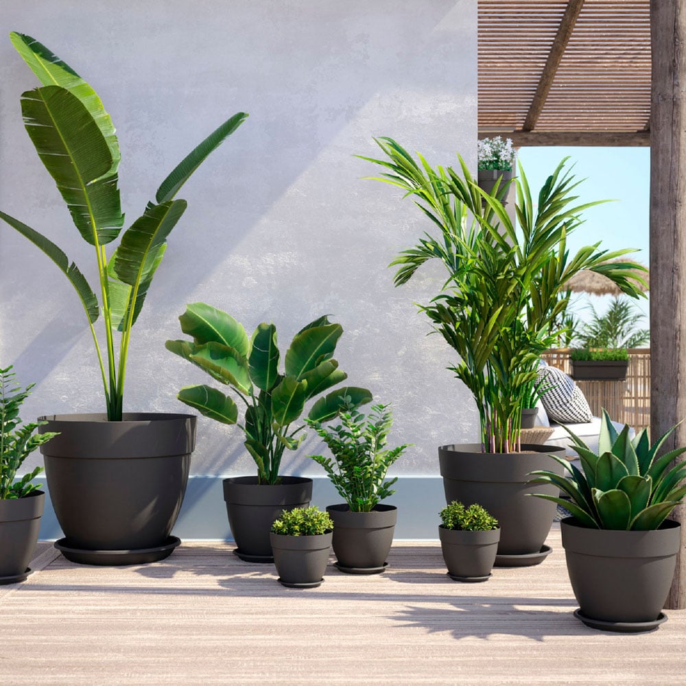 Artevasi Capri Campana Anthracite Round Plastic Plant Pot 35cm Image 4