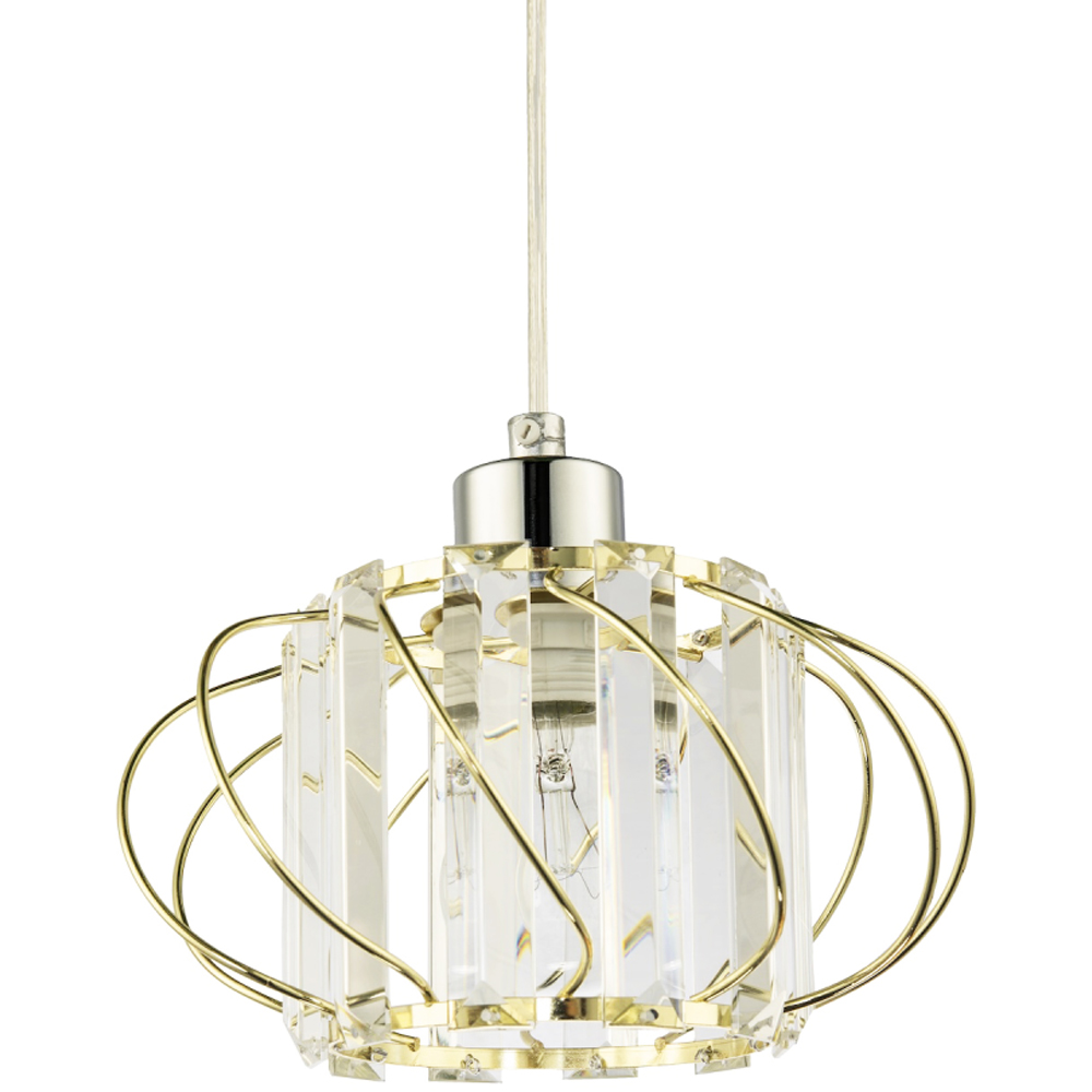 Happy Homewares Gold Frame Pendant Lamp Shade with Acrylic Rectangular Prism Image 3