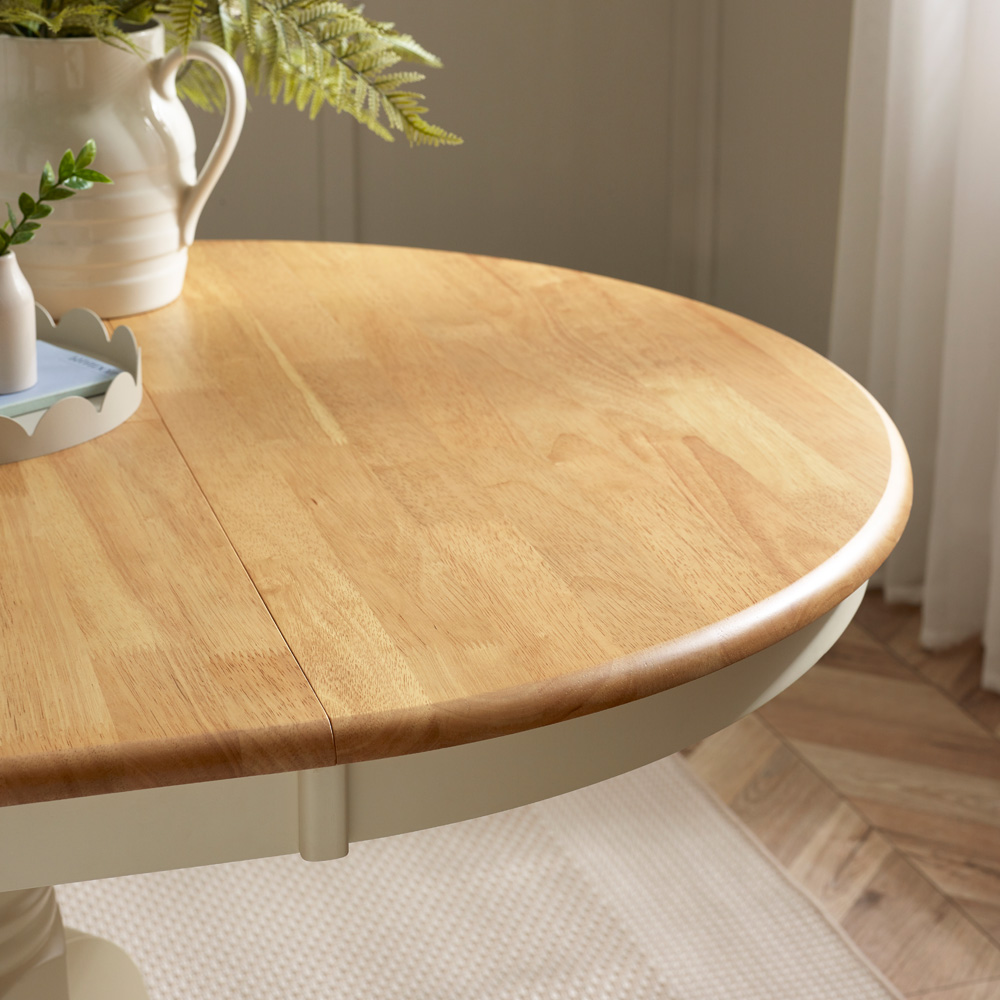 Furniturebox Fowey Marros 4 Seater Wooden Extending Dining Set Cream and Oak Effect Image 3