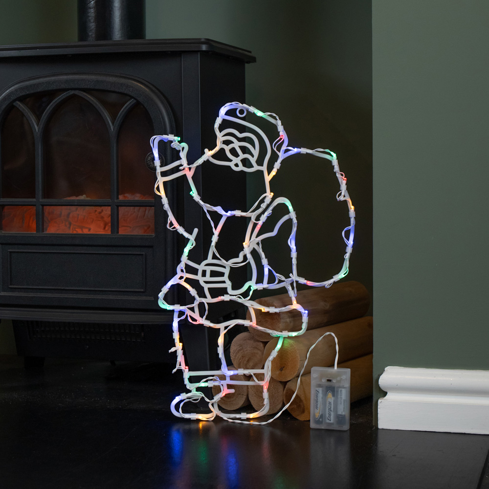 Samuel Alexander 50 Multicoloured LED Battery Powered Hanging Santa Christmas Decoration 44cm Image 7