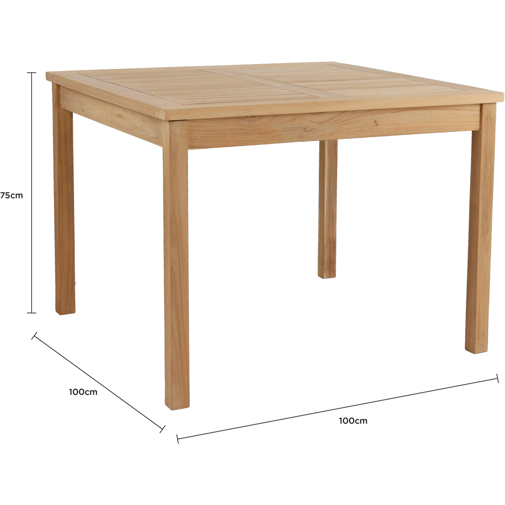 Charles Bentley 4 Seater Teak Wood Square Slatted Garden Dining Table Image 8
