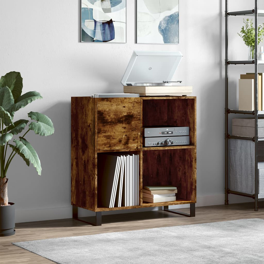 vidaXL 3 Shelf Smoked Oak Record Cabinet Image 8