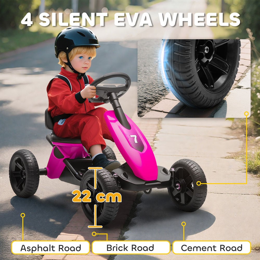 Tommy Toys Kids Pedal Go Kart with Silent EVA Wheels Pink Image 6
