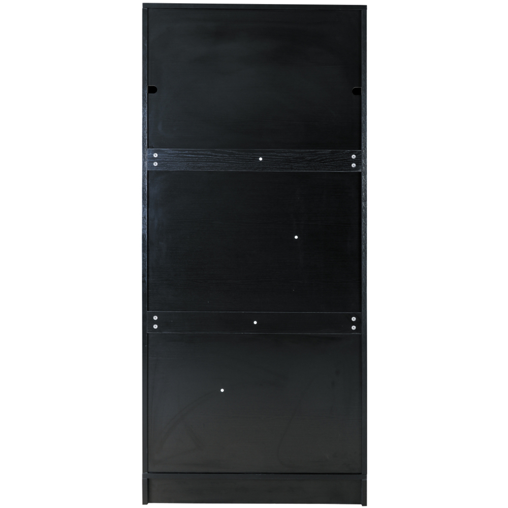 Langham 2 Door Single Drawer Black Rattan Fluted Wardrobe Image 4