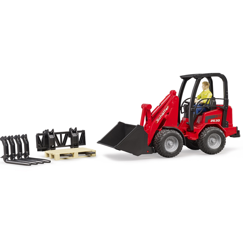 Bruder Kids Schaffer 2630 Compact Loader Playset Model with Driver Figure and Accessories Image 2