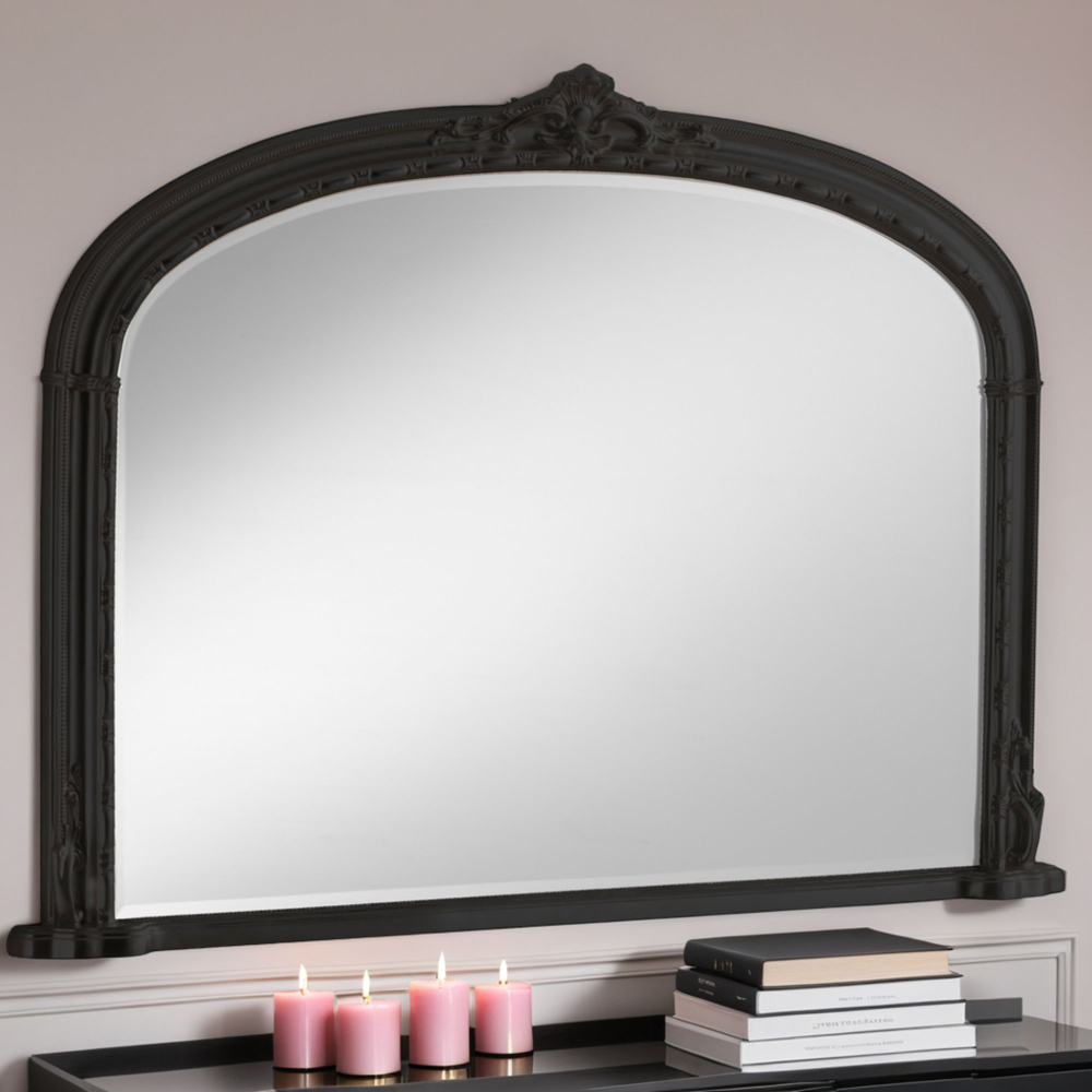 Yearn Victoria Bevelled Black Overmantle Mirror 89 x 127cm Image 2