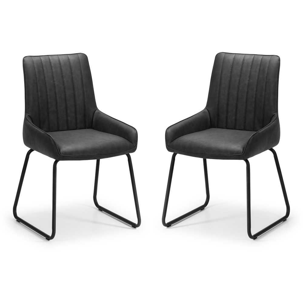 Julian Bowen Soho Set of 2 Black Dining Chairs Image 2