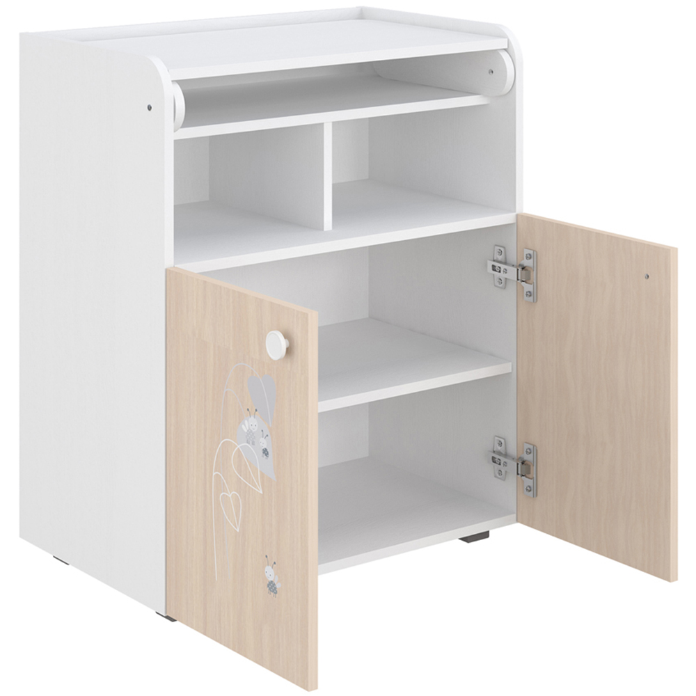 Kudl 700 Kids 2 Door 2 Shelf White and Pastel Oak Amis Dresser with Changing Board Image 4