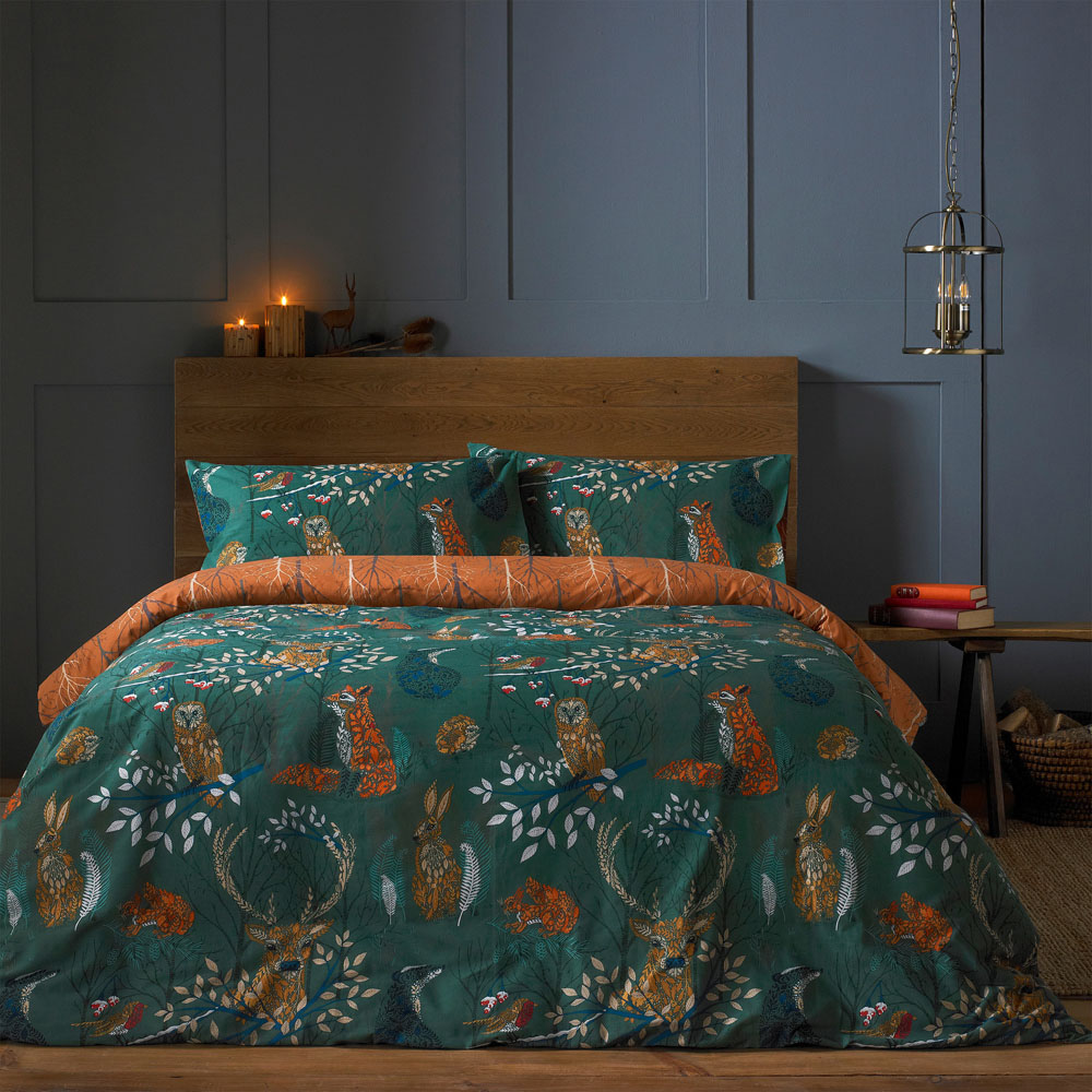 furn. Forest Fauna Single Emerald Duvet Set Image 1