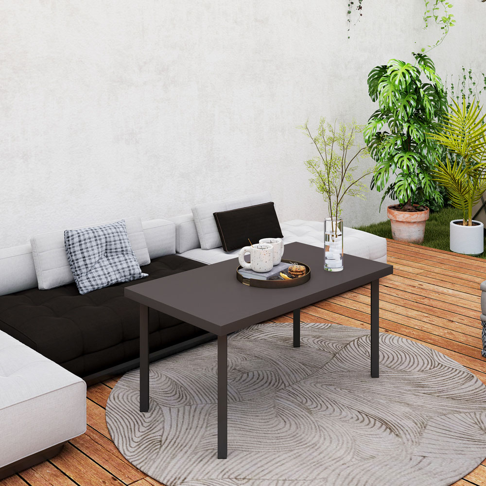 Outsunny Brown Woodgrain Garden Coffee Table Image 4