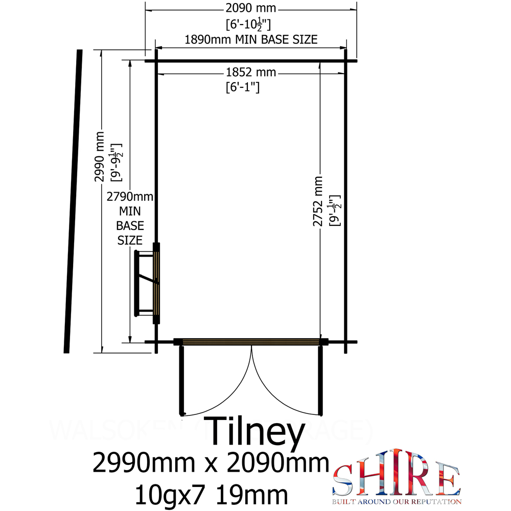 Shire Tilney 7 x 10ft Pent Garden Log Cabin Image 8