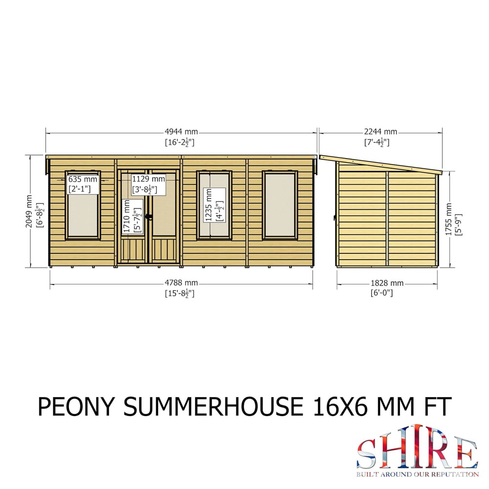 Shire GB Peony 16 x 6ft Summerhouse Image 9
