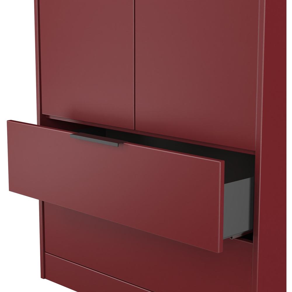Crowndale Hong Kong 2 Door 2 Drawer Red Matt Tall Wardrobe Ready Assembled Image 7