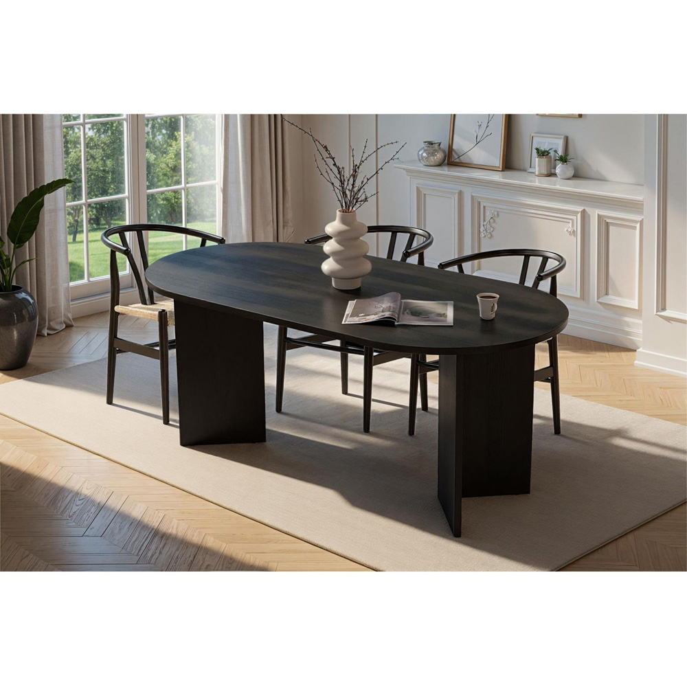 Decortie Sablin 6 Seater Black Wood Dining Table Image 6