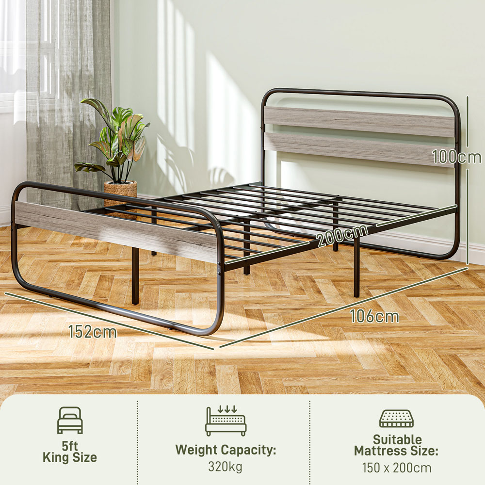 Portland King Size Metal Platform Bed Frame with Underbed Storage Image 9