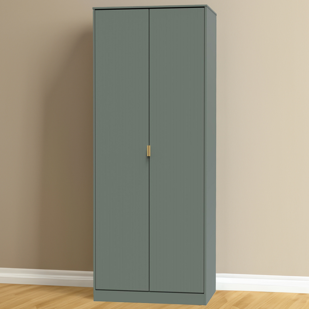 Crowndale 2 Door Reed Green Wardrobe Ready Assembled Image 1