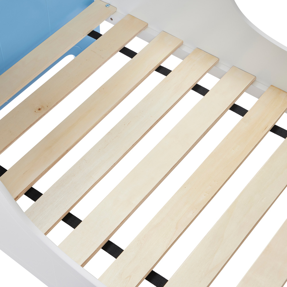 Liberty House Toys White and Blue Toddler Bed and Storage Unit Image 5