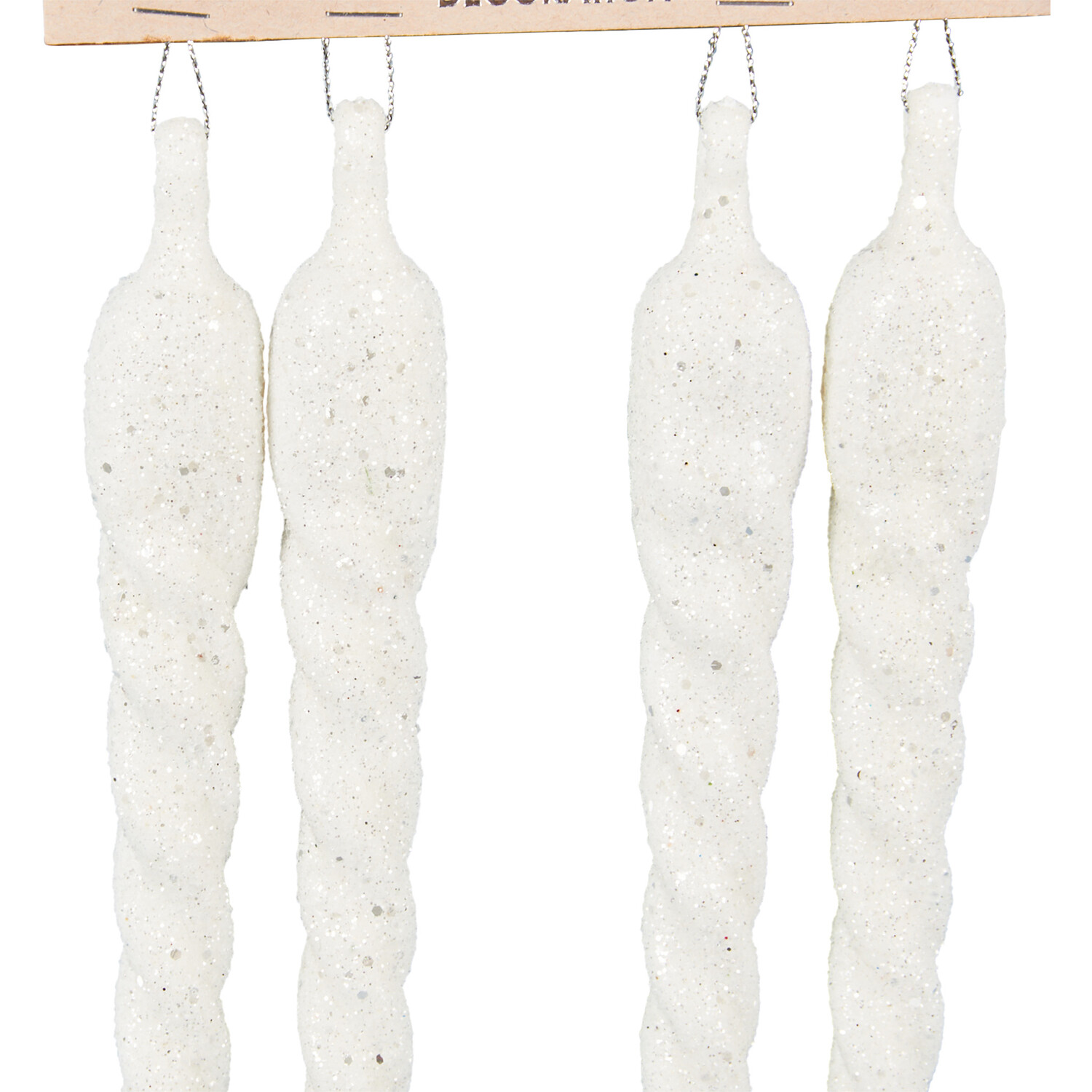 Set of 4 Glitter Icicles Large White - White Image 3