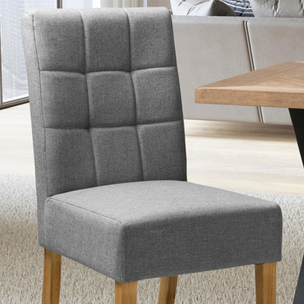 Moseley Set of 2 Silver Grey and Natural Linen Effect Dining Chair Image 2