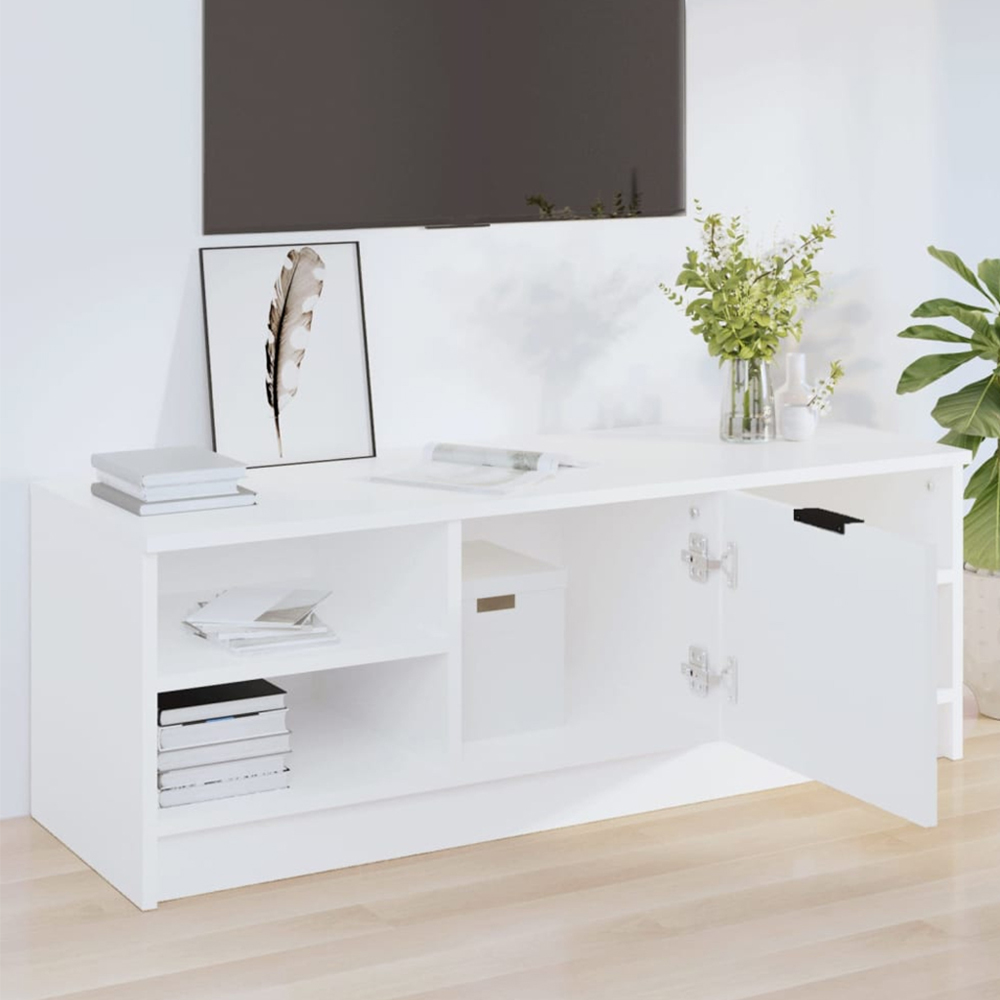 vidaXL Single Door 4 Shelf White TV Cabinet Image 1
