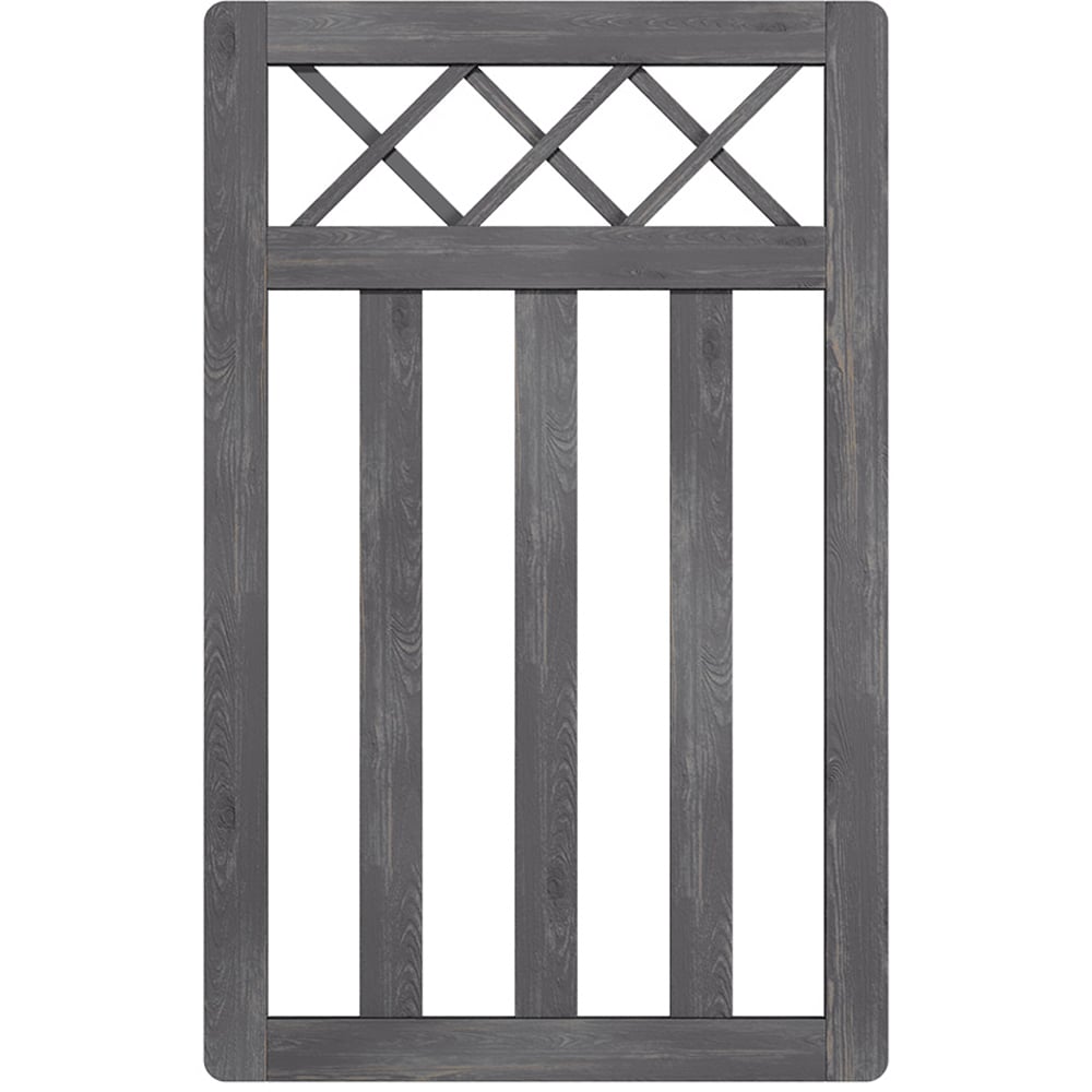 Outdoor Cross Top Wooden Grey Garden Fence Door, 120 x 76 x 2.5cm Image 4