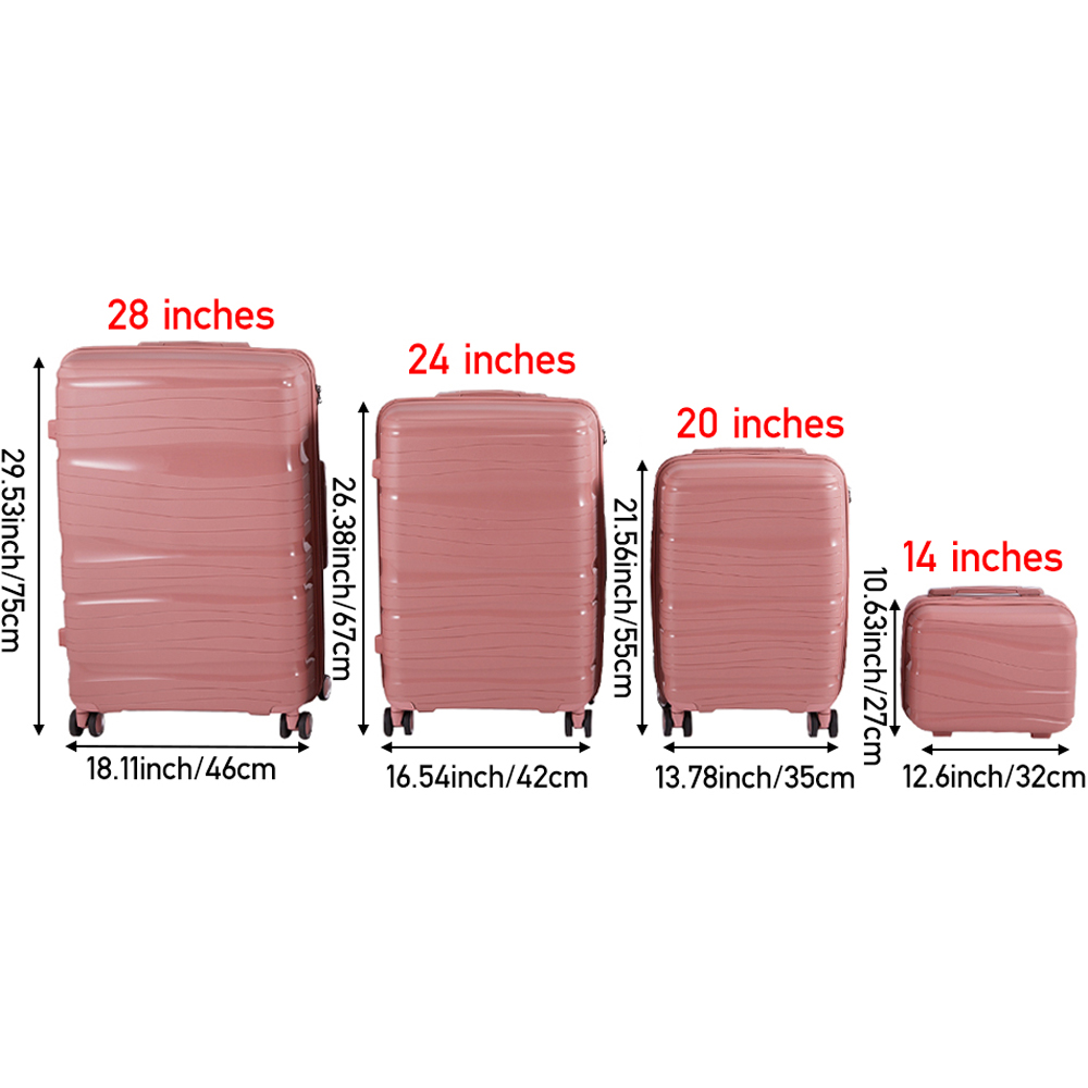H&O Direct Set of 4 Rose Gold Travel Suitcase Set Image 7