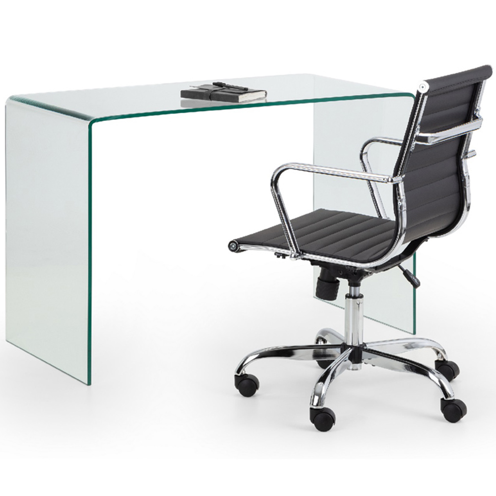 Julian Bowen Gio Black and Chrome Faux Leather Swivel Office Chair Image 4