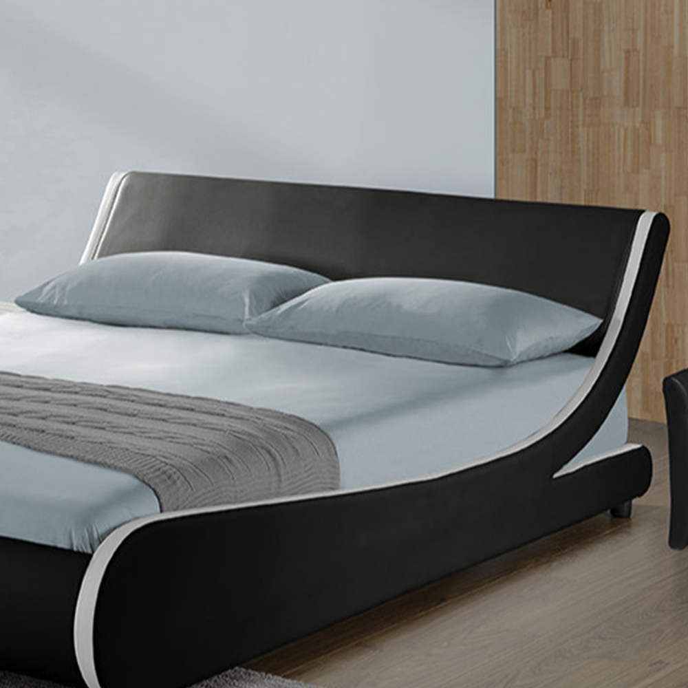 Home Detail Galactic Double Black and White Faux Leather Bed Frame Image 3