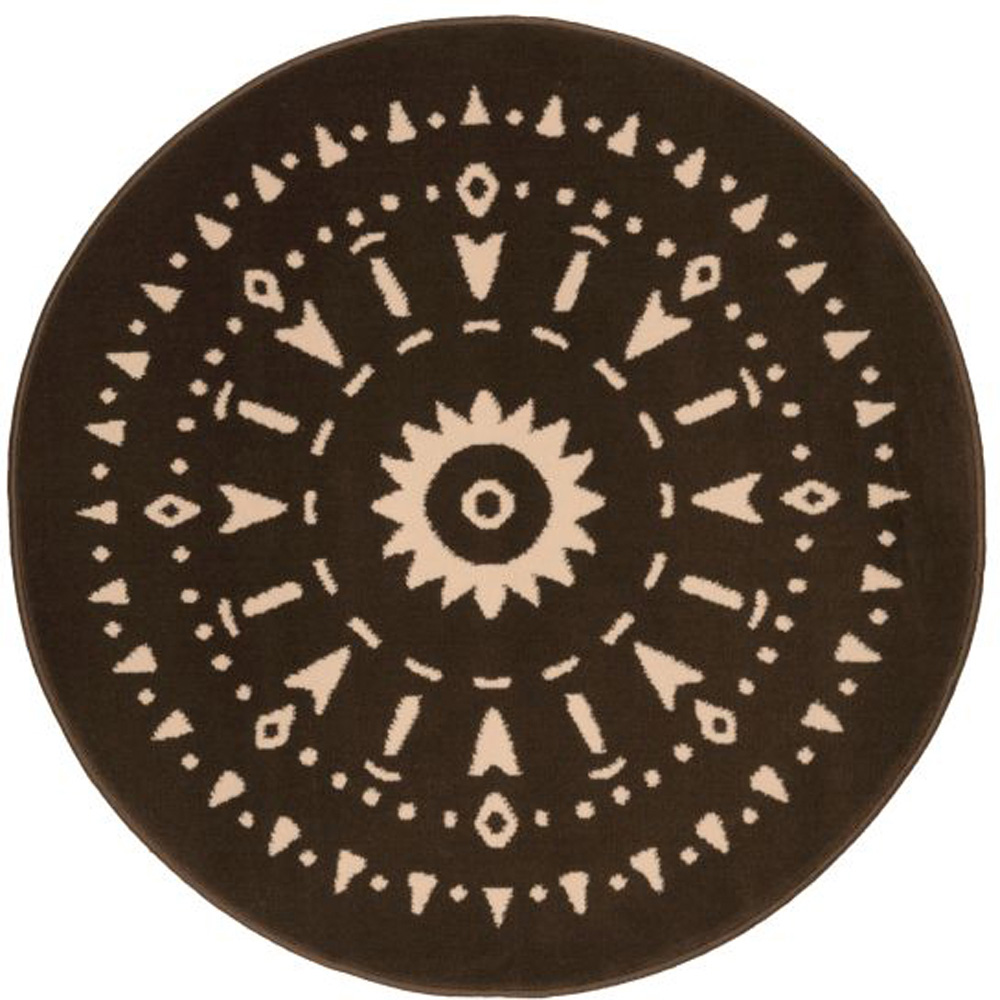Homemaker Maestro Chocolate Aztec Circular Rug 120cm Image 2