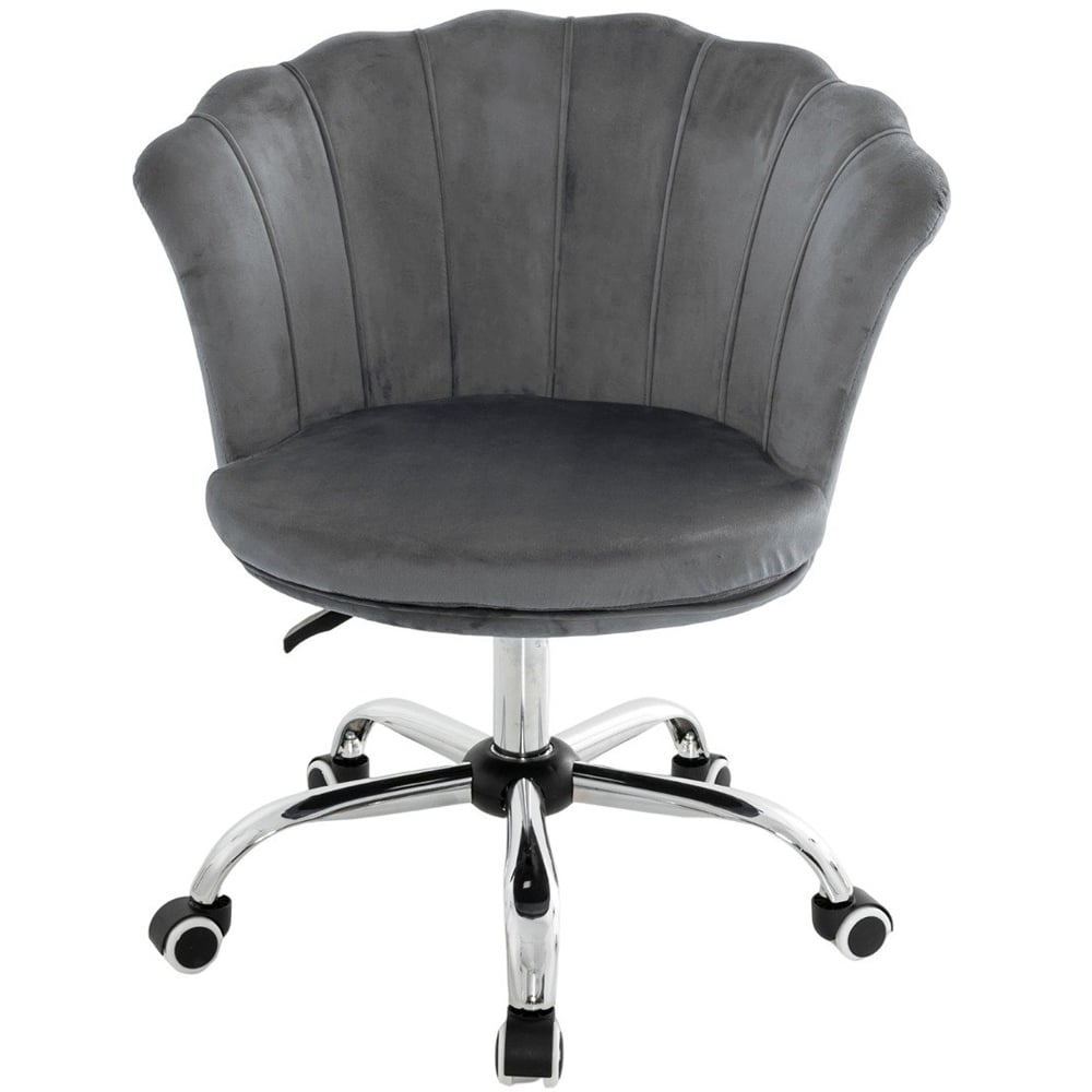 Costway Grey Velvet Office Chair Image 2