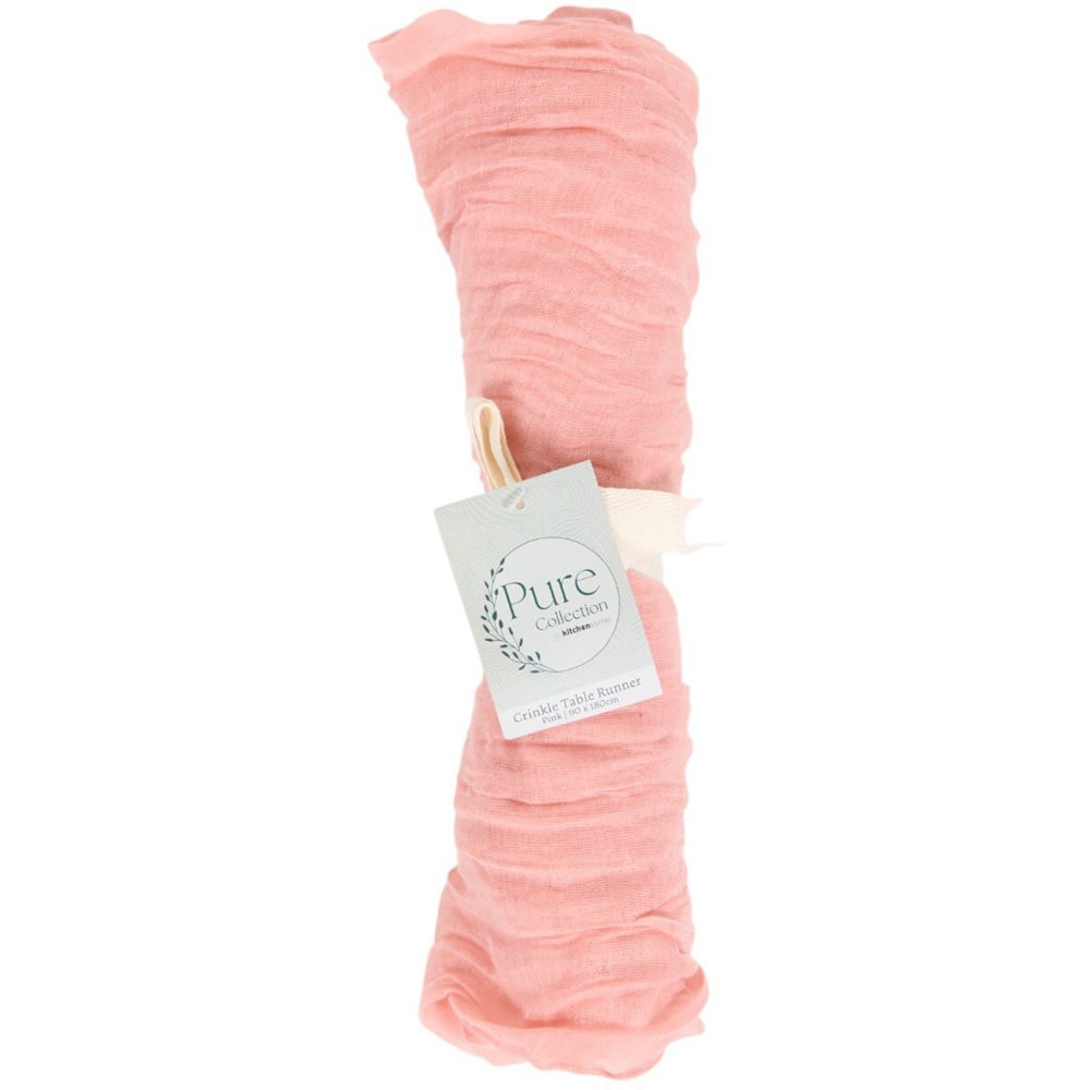 Crinkle Table Runner Pink Image 1