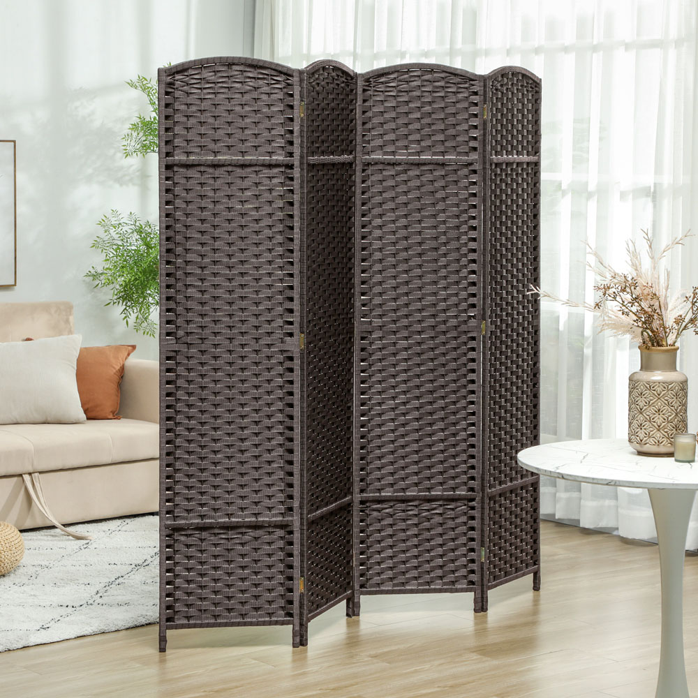 HOMCOM 4 Panel Brown Folding Room Divider 160 x 170cm Image 2