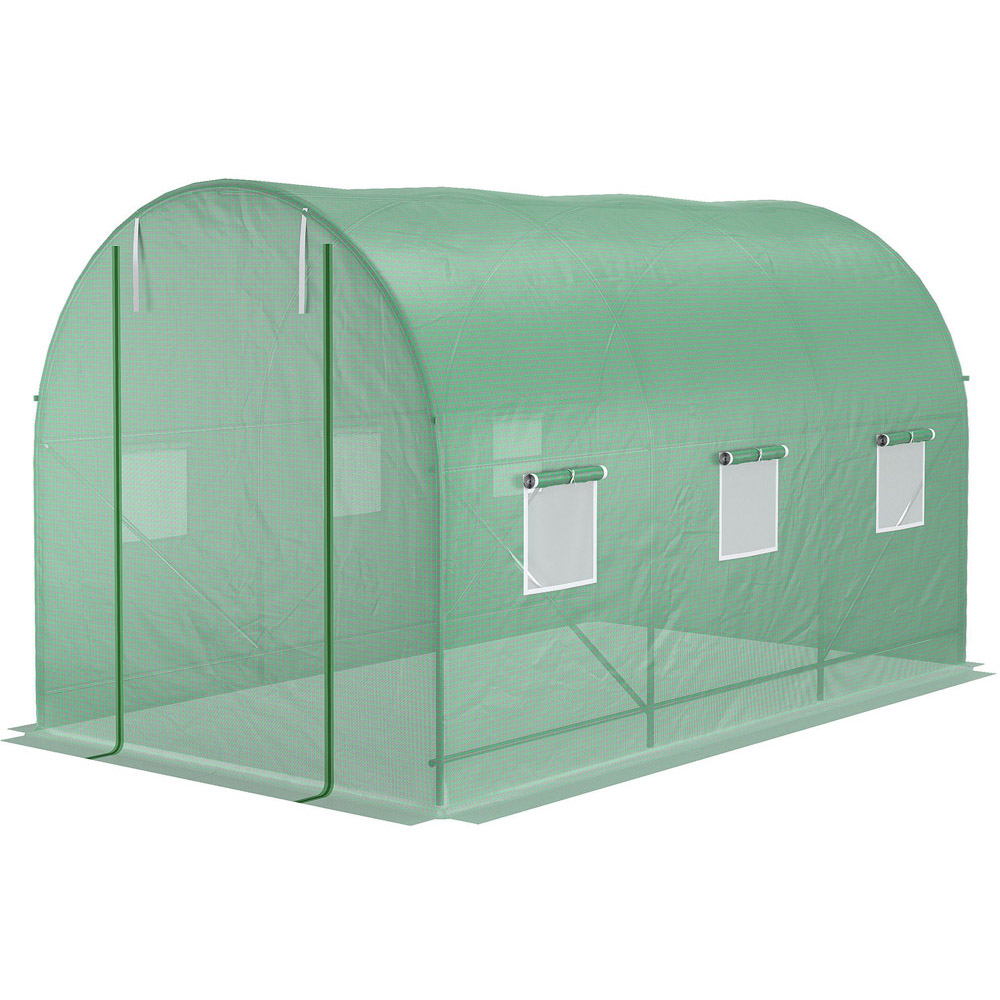 Outsunny Green PE 6.5 x 11.5ft Walk In Polytunnel Greenhouse Image 1