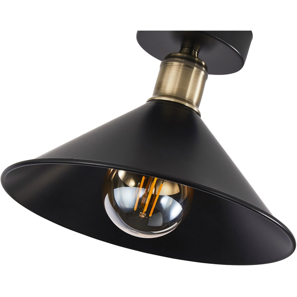 Happy Homewares Matte Black Antique Brass Semi Flush Ceiling Light Image 4