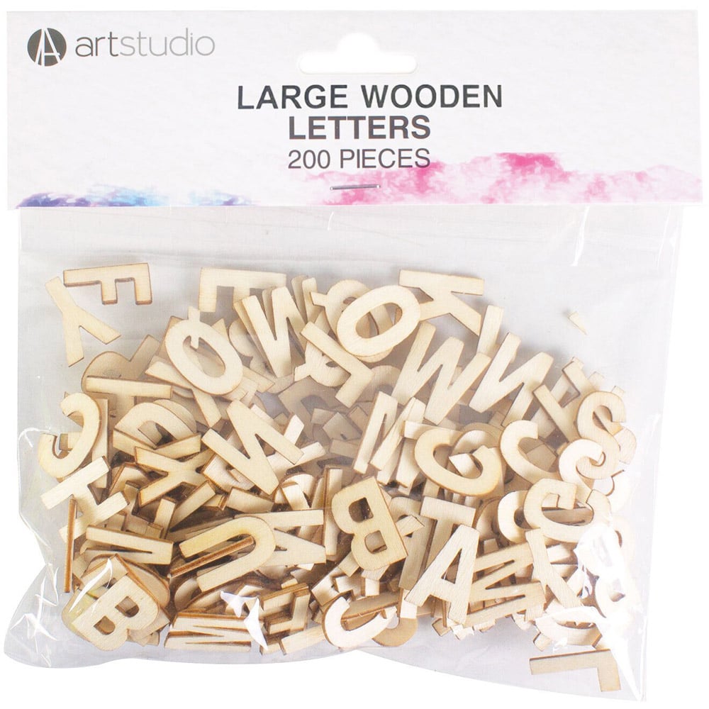 Art Studio Large Wooden Letters 200 Pack Image