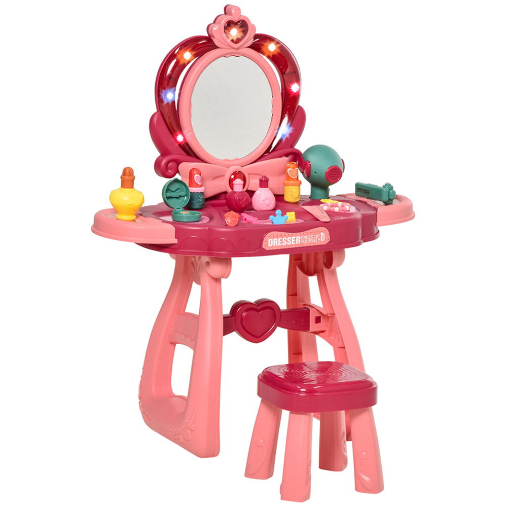 HOMCOM Kids Princess Design Dressing Table Play Set Image 1