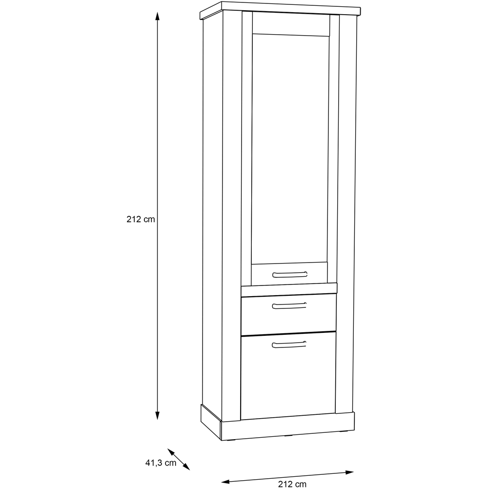 Florence Corona 2 Door Single Drawer Artisan Oak Narrow Display Cabinet Image 8