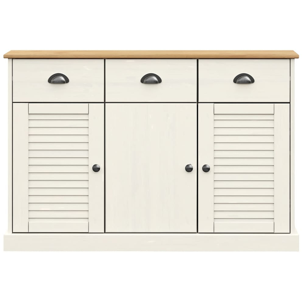 vidaXL 3 Door 3 Drawer White Solid Pine Wood Sideboard Image 5