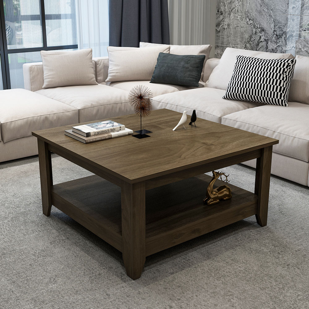 Decorotika Lea Single Shelf Walnut Coffee Table Image 4