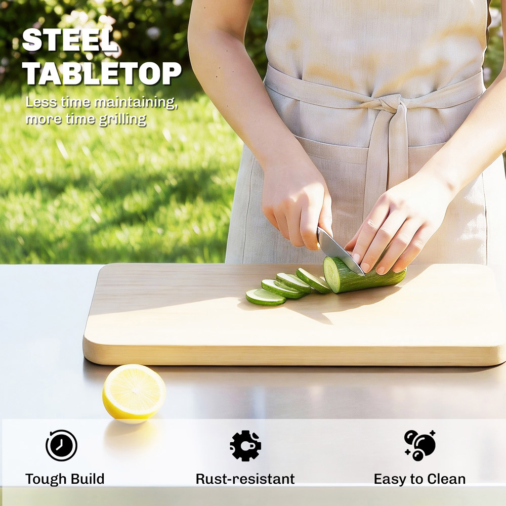 Outsunny Black Movable Outdoor Food Prep Grill Cart Image 5