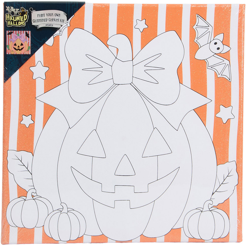 Paint Your Own Halloween Glittered Canvas Image 2