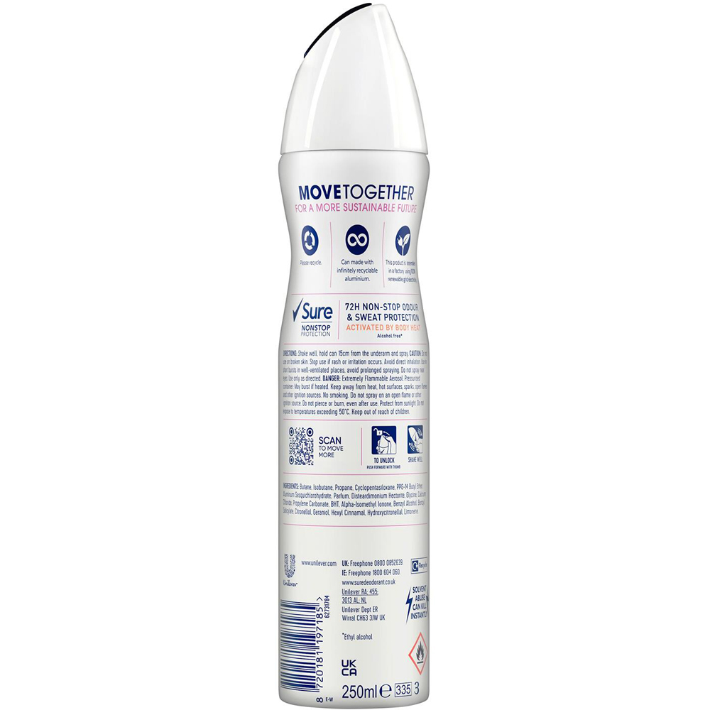Sure Women Invisible Pure 72H Protection Anti-Perspirant Deodorant 250ml 24 Pack Image 3