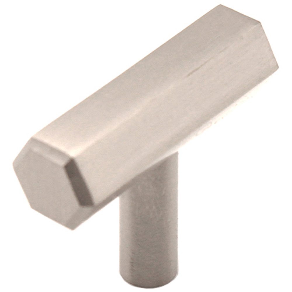 Spira Brass Satin Silver T-Bar Pull Cupboard Handle Image 1