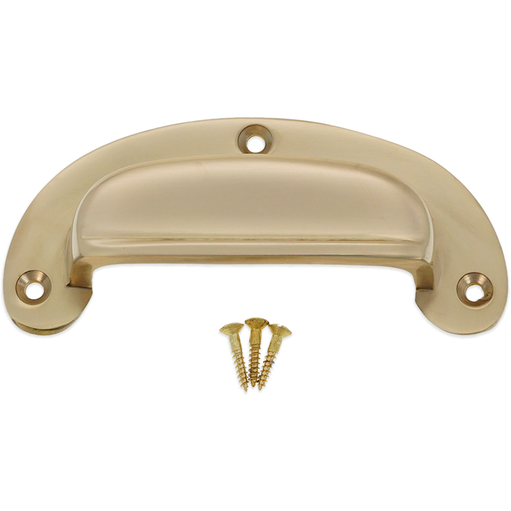Spira Brass Traditional Polished Brass Cup Pull Drawer Handle Image 4