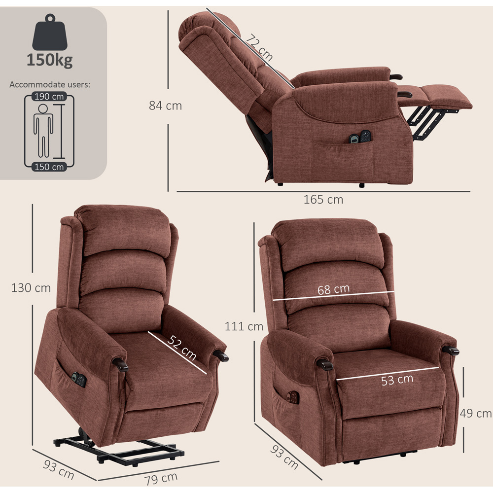 HOMCOM Brown Wooden Grip Vibration and Heat Power Lift Recliner Chair Image 9