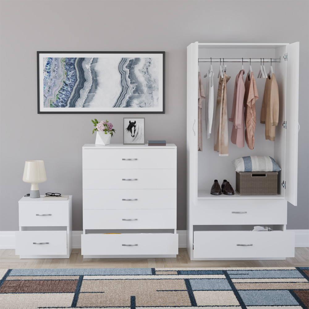 VIDA DESIGNS Riano White 3 Piece Bedroom Furniture Set Image 3