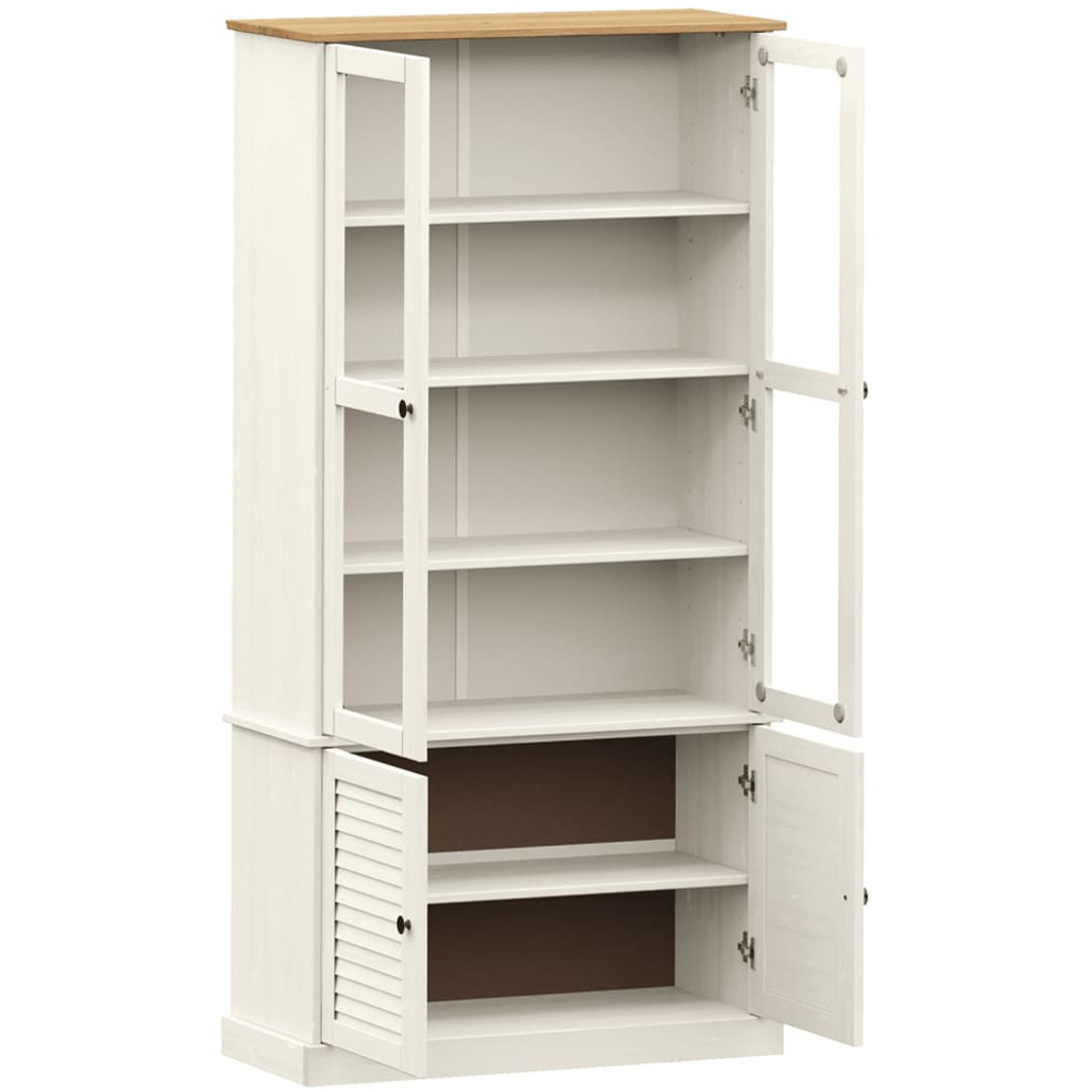 vidaXL Vigo 4 Door White Solid Wood Pine Glass Display Cabinet Image 3