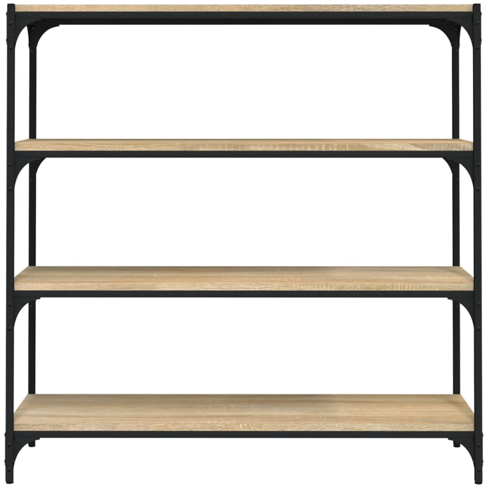 vidaXL 4 Shelf Sonoma Oak Processed Wood and Steel Bookcase Image 3