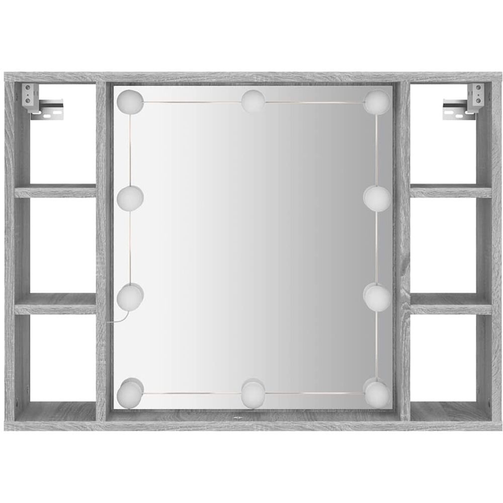 vidaXL 6 Shelf Grey Sonoma Wall Mounted LED Mirror Cabinet Image 5