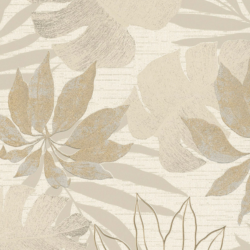 Galerie Avalon Tropical Leaf Beige Wallpaper Image 1